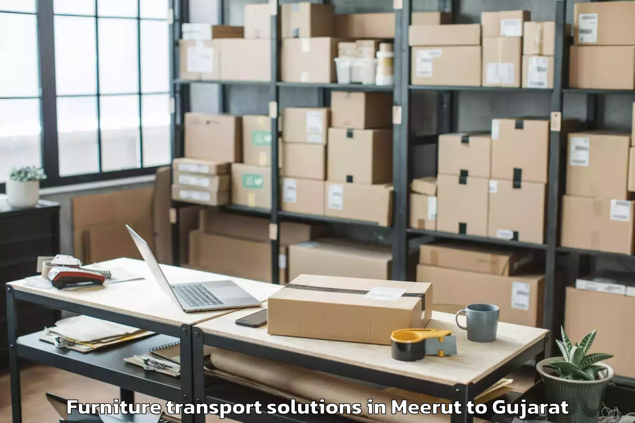 Book Meerut to Adalaj Furniture Transport Solutions